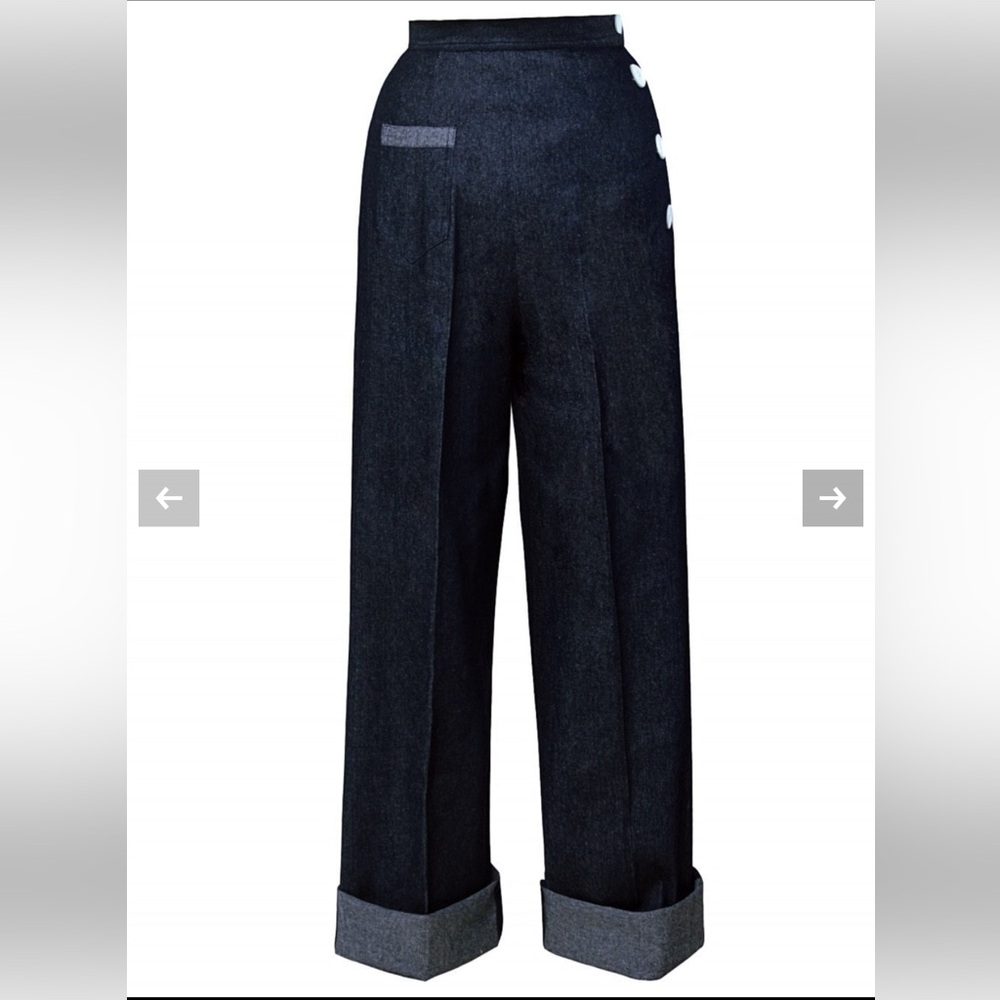 Vivien of Holloway NEW 1940s style denim slacks - waist 32 (UK 18 see chart)